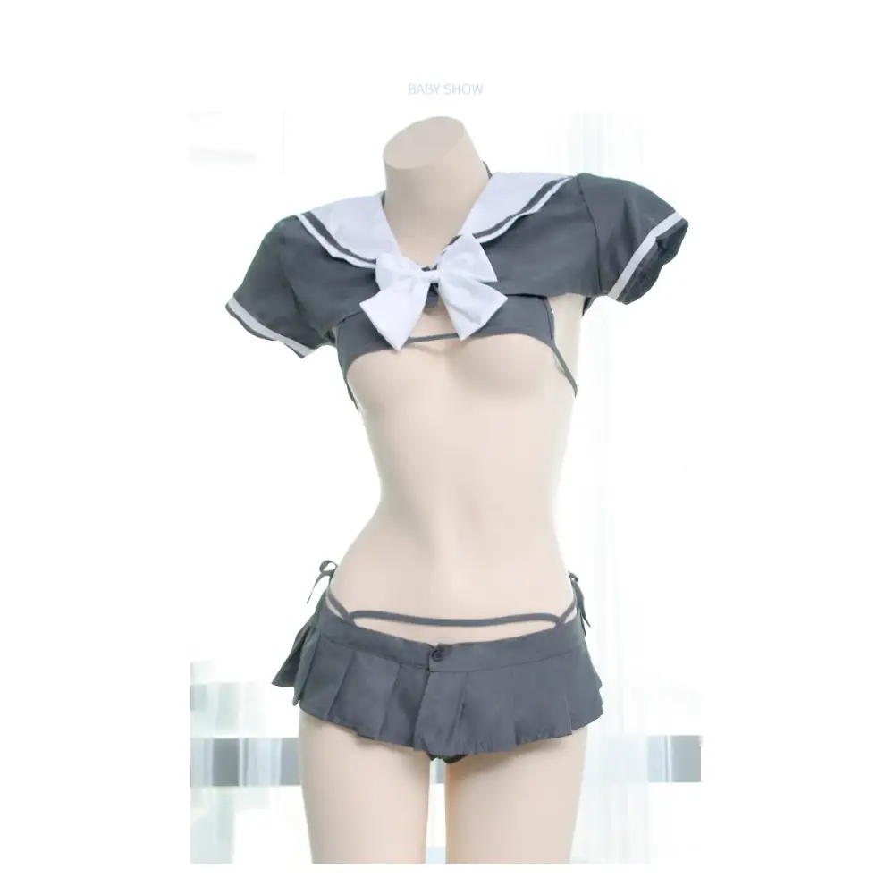 School Girl Micro Crop Top and Bikini Lingerie Set - lingerie