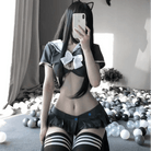 School Girl Micro Crop Top and Bikini Lingerie Set - Cosparty