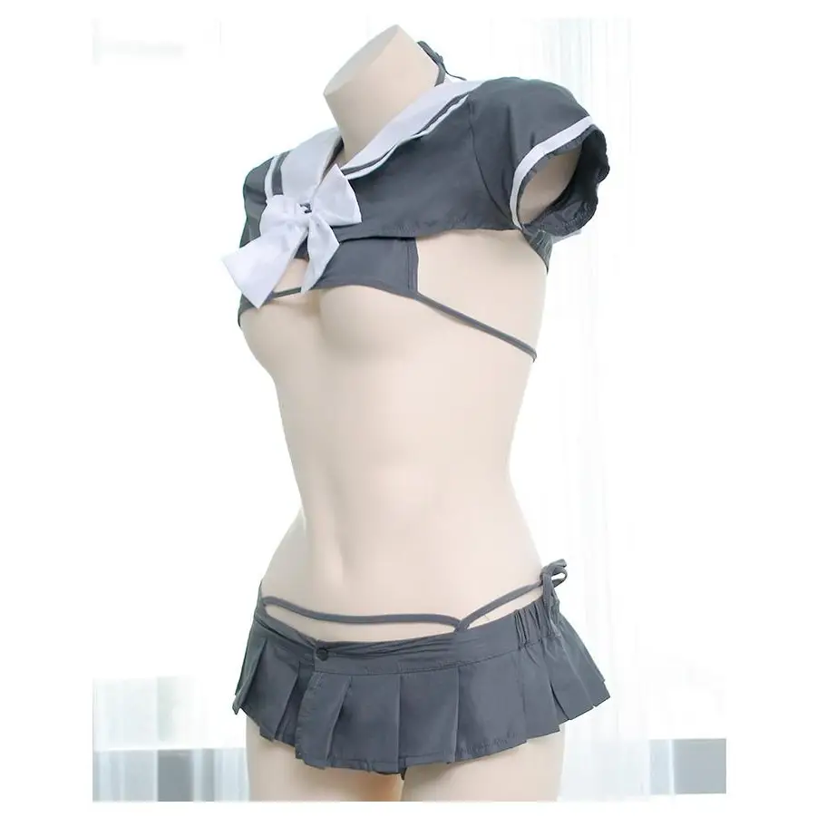 School Girl Micro Crop Top and Bikini Lingerie Set - lingerie