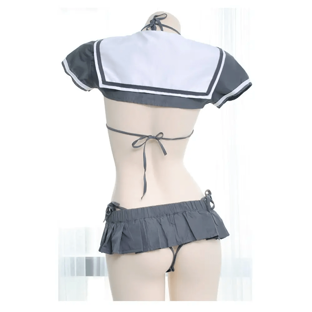 School Girl Micro Crop Top and Bikini Lingerie Set - Cosparty