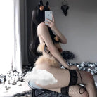 Seductive Black and Orange Deer Elk Lingerie Set with Accessories - Cosparty