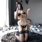 Seductive Black and Orange Deer Elk Lingerie Set with Accessories - Cosparty