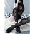 Seductive Black Criss - Cross Mesh Bodystocking for Special Occasions - Cosparty