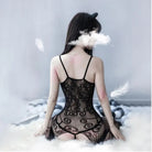 Seductive Black Lace Fishnet Bodystocking for a Naughty Surprise - Cosparty