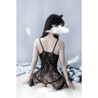 Seductive Black Lace Fishnet Bodystocking for a Naughty Surprise - Cosparty