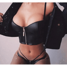 Seductive Black Latex Camisole with Gold Zipper and Built - In Cups - Cosparty