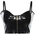 Seductive Black Latex Camisole with Gold Zipper and Built - In Cups - Cosparty