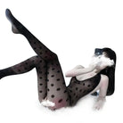 Seductive Black Mesh Polkadot Bodystocking for a Naughty Surprise - fishnets