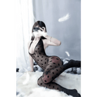 Seductive Black Mesh Polkadot Bodystocking for a Naughty Surprise - Cosparty