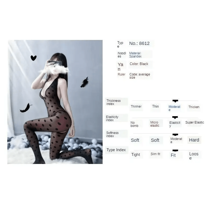 Seductive Black Mesh Polkadot Bodystocking for a Naughty Surprise - Cosparty