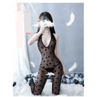 Seductive Black Mesh Polkadot Bodystocking for a Naughty Surprise - Cosparty