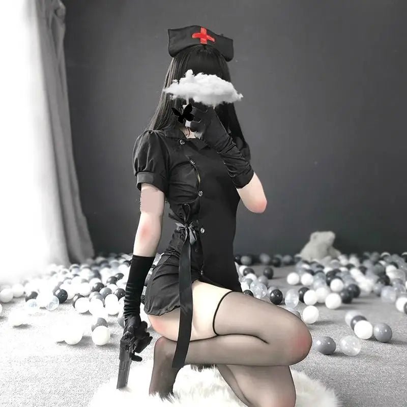 Seductive Black Nurse Military Cosplay Costume - Cosparty