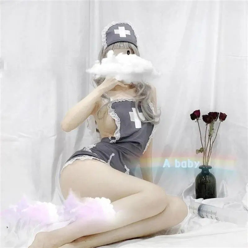 Seductive Military Inspired Grey Nurse Cosplay Costume - costume