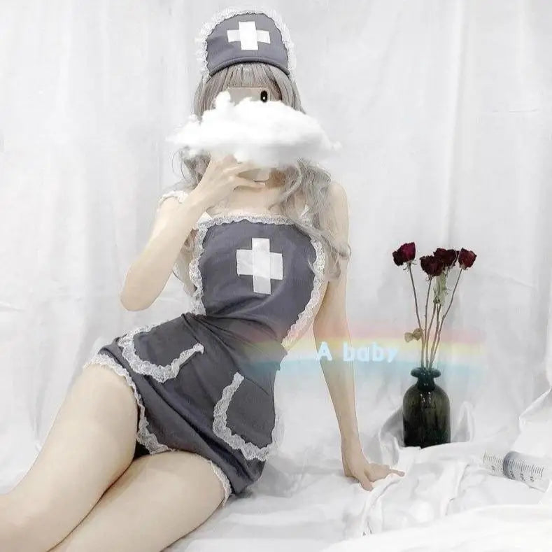 Seductive Military Inspired Grey Nurse Cosplay Costume - costume