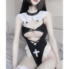 Seductive Nun Priestess Cosplay Lingerie Set for Halloween - Cosparty