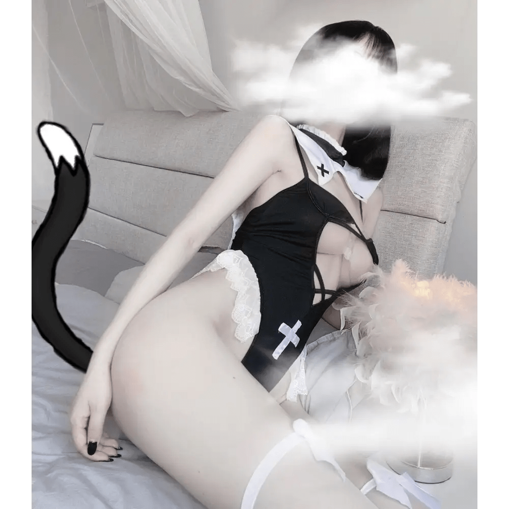 Seductive Nun Priestess Cosplay Lingerie Set for Halloween - Cosparty
