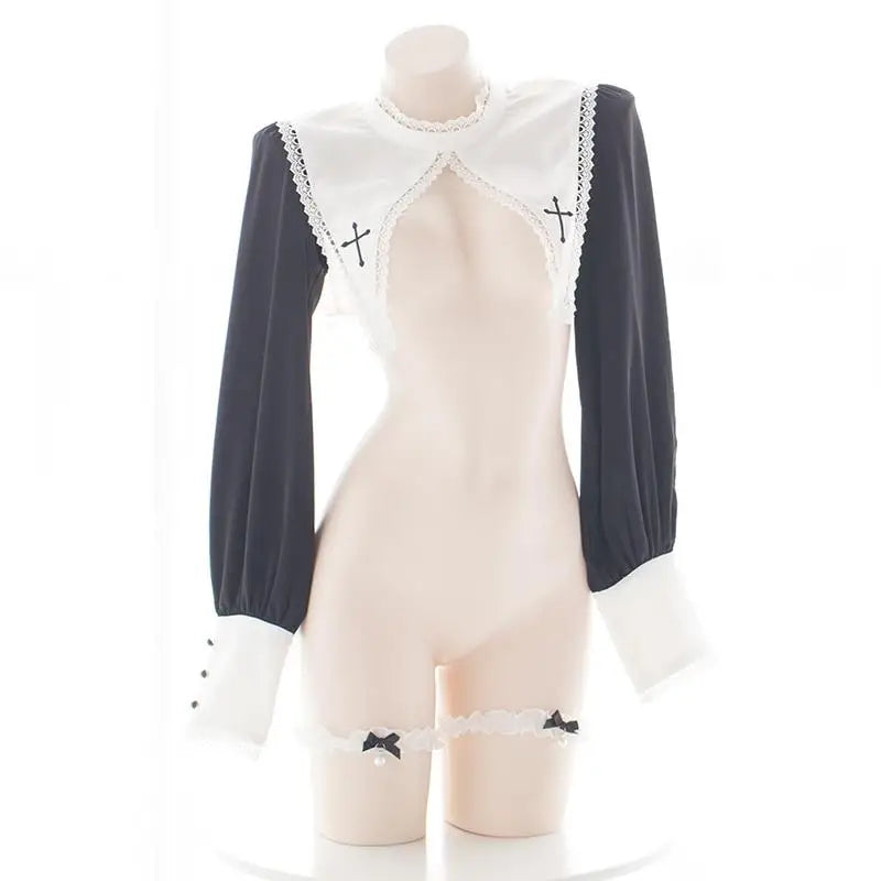 Seductive Nun Priestess Cosplay Lingerie Set for Halloween - costume