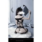 Seductive Nylon Mesh Bodystocking with Open Chest for Nipple Covers - Cosparty