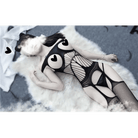 Seductive Nylon Mesh Bodystocking with Open Chest for Nipple Covers - Cosparty