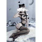 Seductive Nylon Mesh Bodystocking with Open Chest for Nipple Covers - Cosparty
