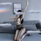 Seductive Nylon Mesh Peekaboo Bodystocking with Nipple Covers Showcase - Cosparty