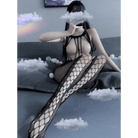 Seductive Nylon Mesh Peekaboo Bodystocking with Nipple Covers Showcase - Cosparty