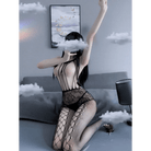 Seductive Nylon Mesh Peekaboo Bodystocking with Nipple Covers Showcase - Cosparty