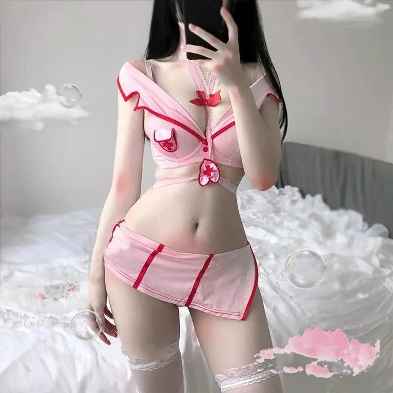 Seductive Pink Nurse Lingerie Costume for Roleplaying and Cosplay - costume