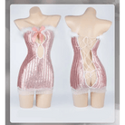 Seductive Pink Velour Peekaboo Dress with Bunny Ears and Lace Trim - Cosparty