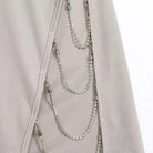 Seductive Satin Dress with Rhinestone Chains and High Slit - Cosparty