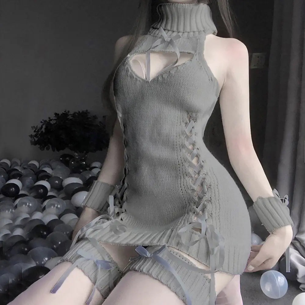 Seductive Virgin Killer Sweater Dress for Anime Lovers - turtleneck