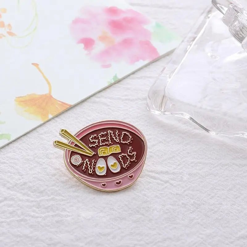Send Noods Ramen Noodle Bowl Enamel Pin for Kawaii Lovers - Cosparty