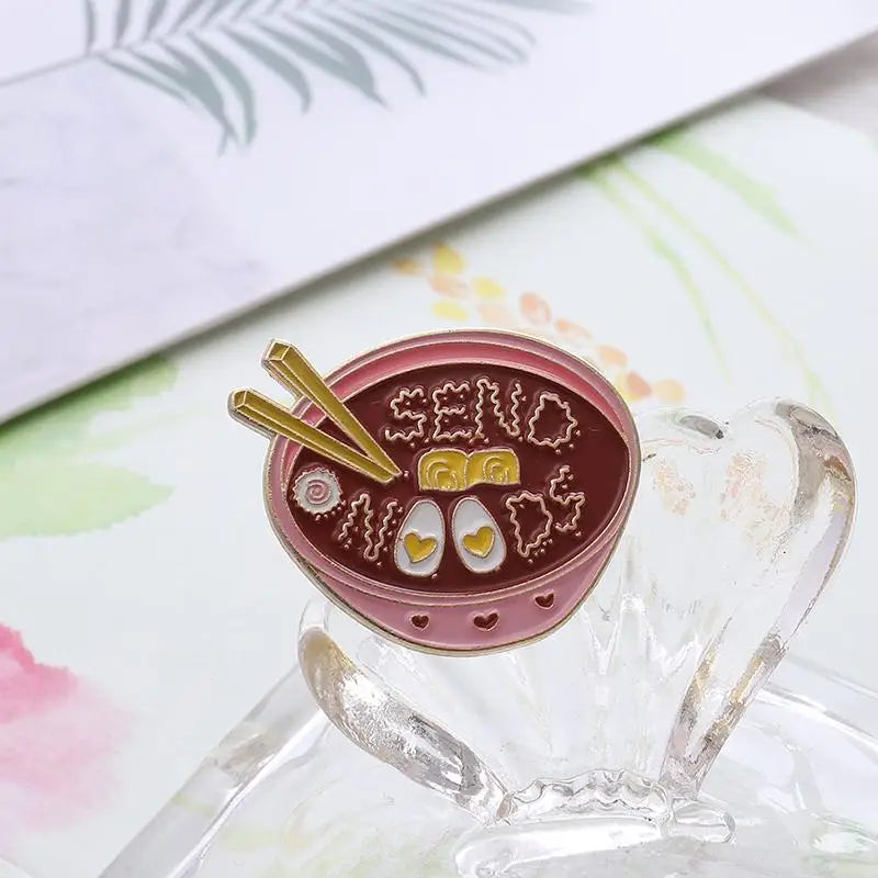 Send Noods Ramen Noodle Bowl Enamel Pin for Kawaii Lovers - pin