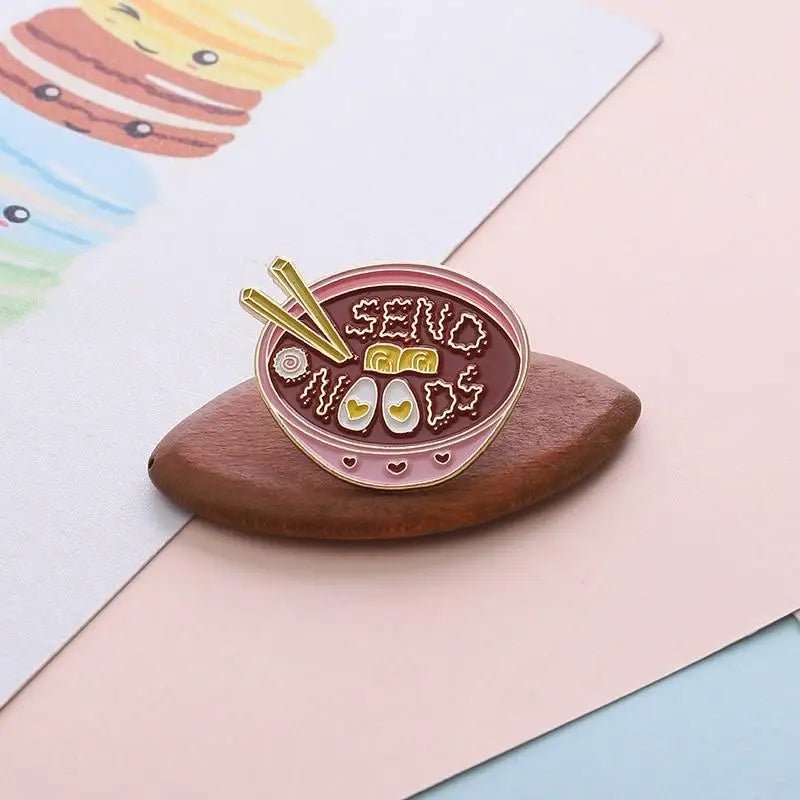 Send Noods Ramen Noodle Bowl Enamel Pin for Kawaii Lovers - Cosparty