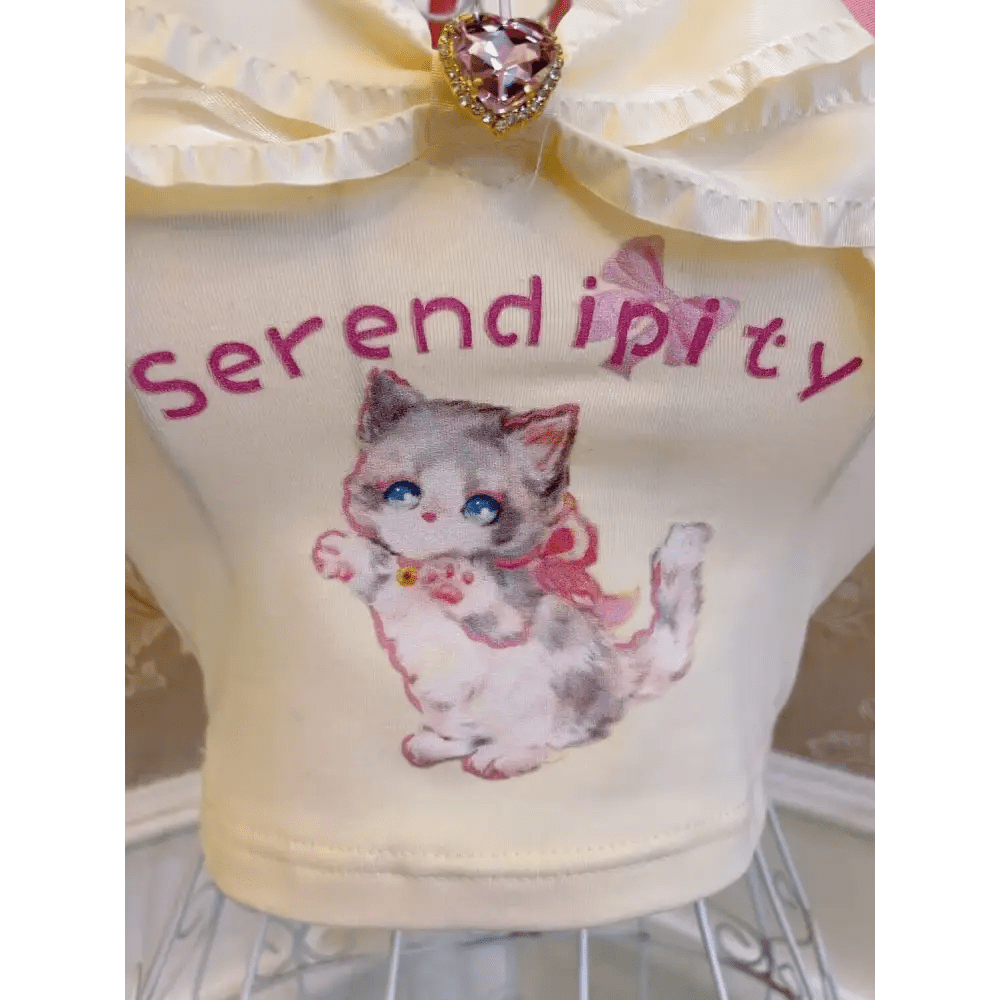 Serendipity Kitten Tank in Pale Yellow for Retro Fashionistas - Cosparty