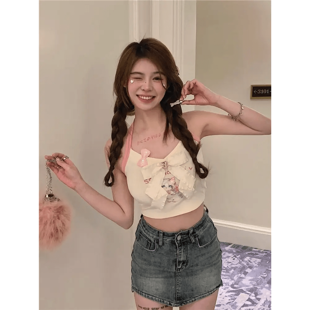 Serendipity Kitten Tank in Pale Yellow for Retro Fashionistas - Cosparty