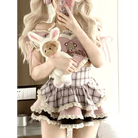 Serendipity Teddy Outfit in Cute Pink Plaid for Chic Fashion - Cosparty