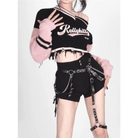 Shadow Blossom Cropped Sports Jacket in Pink and Black - Cosparty