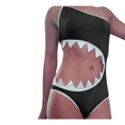 Shark Teeth One-Shoulder Asymmetrical One Piece Bathing Suit - swimwear