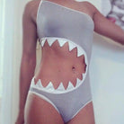 Shark Teeth One-Shoulder Asymmetrical One Piece Bathing Suit - Gray / S - swimwear