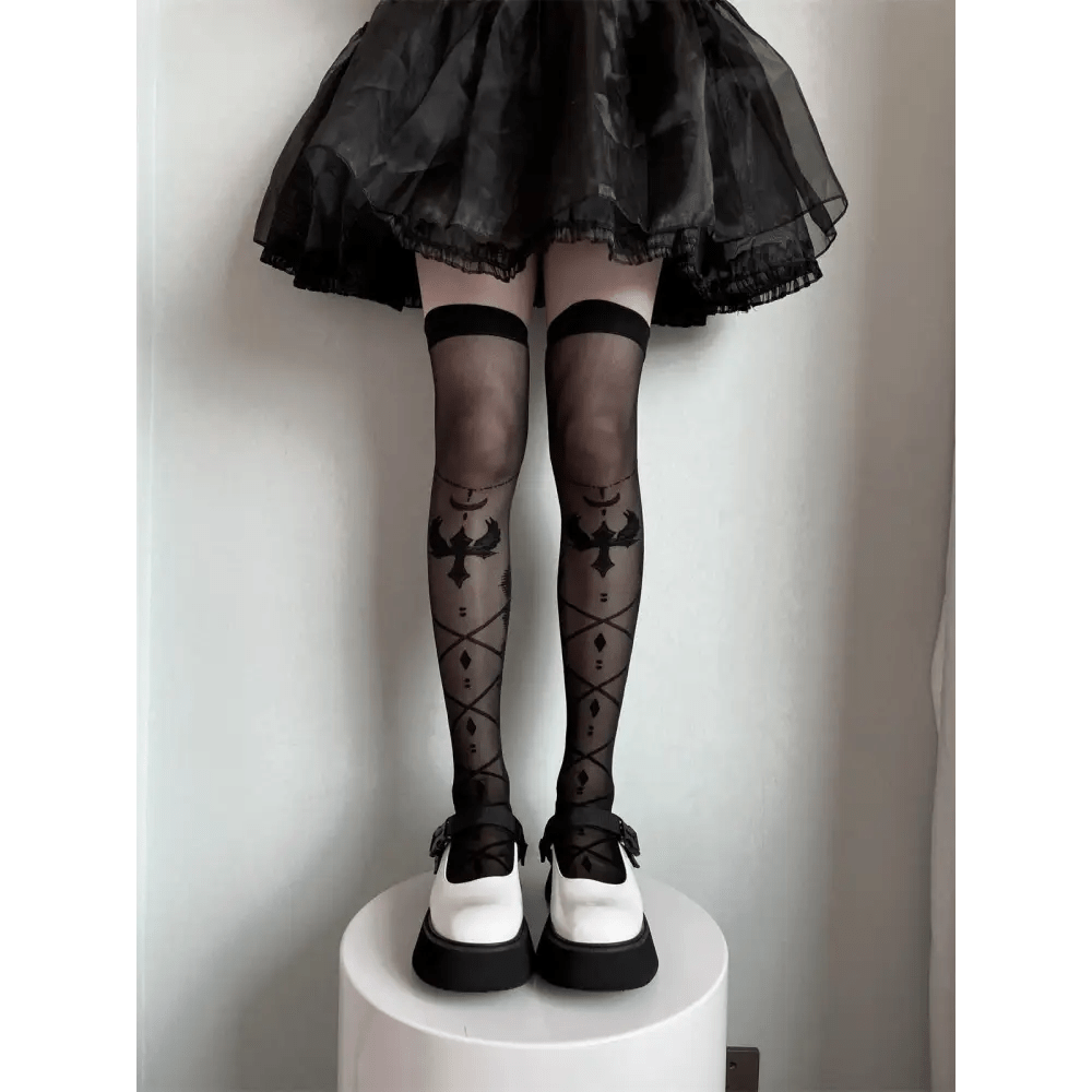 Sheer Lolita Nylon Thigh Highs for a Kawaii Fairycore Look - Cosparty