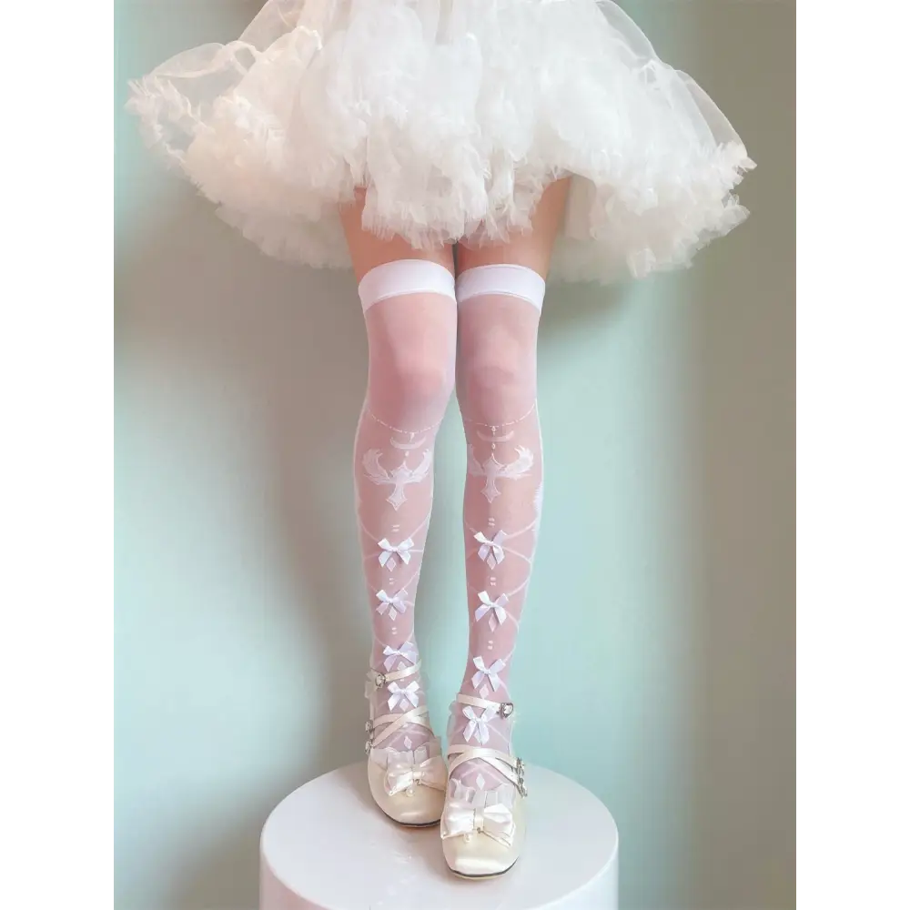 Sheer Lolita Nylon Thigh Highs for a Kawaii Fairycore Look - socks