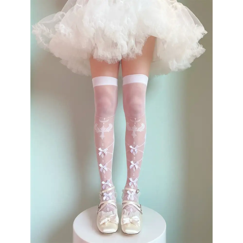 Sheer Lolita Nylon Thigh Highs for a Kawaii Fairycore Look - socks