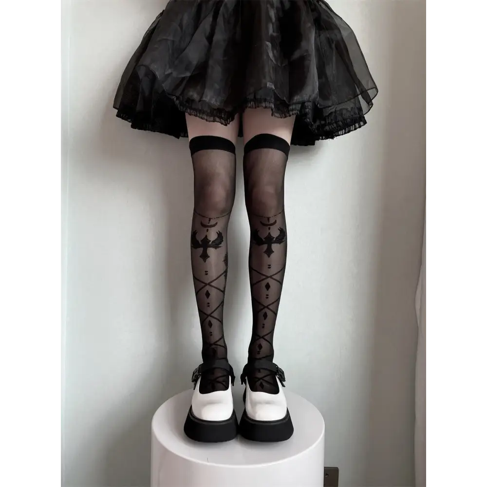 Sheer Lolita Nylon Thigh Highs for a Kawaii Fairycore Look - socks