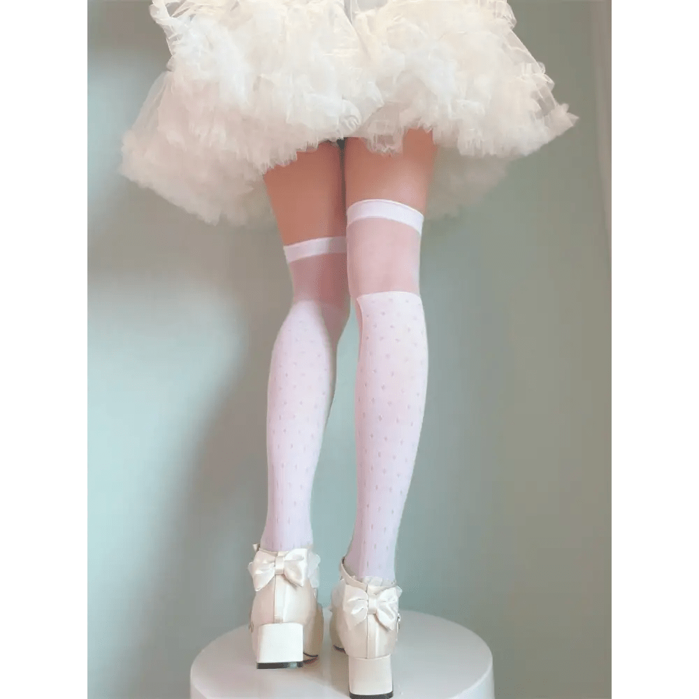 Sheer Lolita Nylon Thigh Highs for a Kawaii Fairycore Look - Cosparty