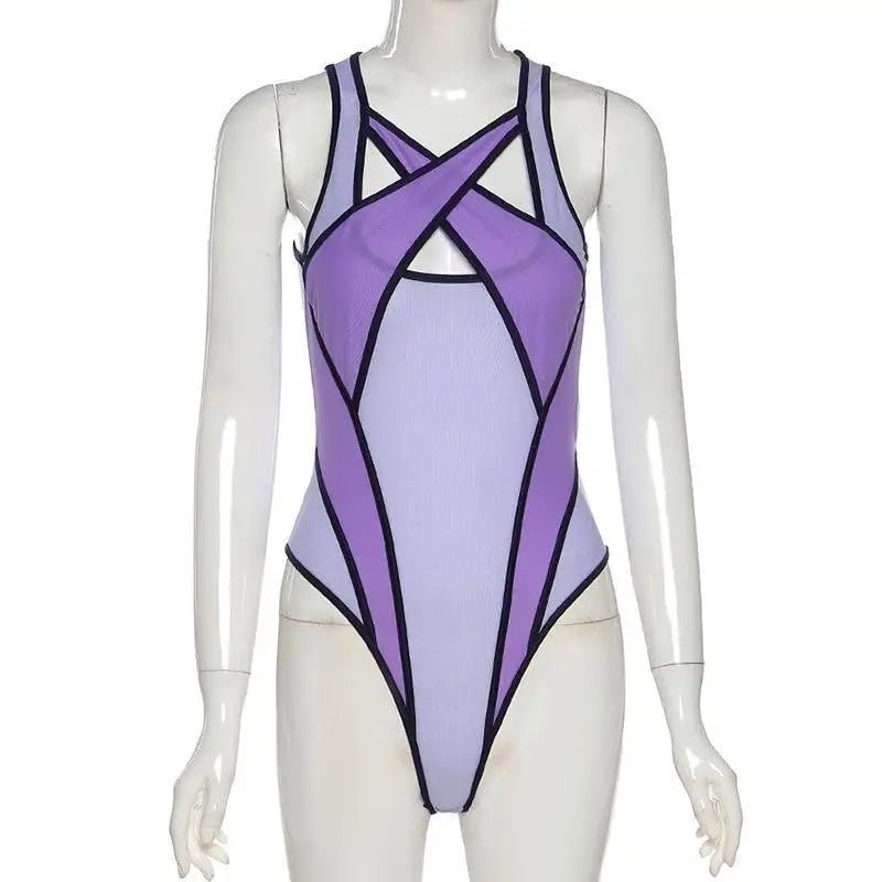 Sheer Mesh Monokini with Peekaboo Cutouts - Cosparty