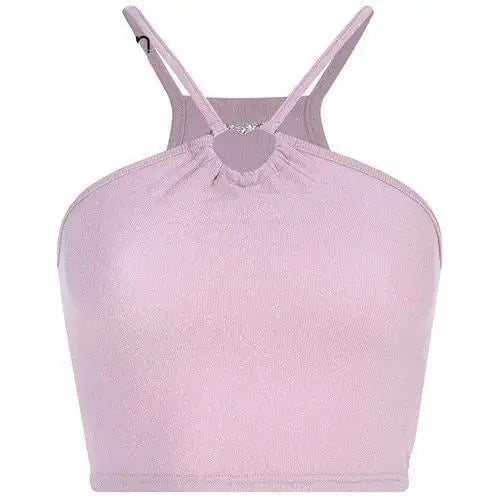 Shimmering Pink and Purple Rhinestone Halter Top - shirt