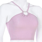 Shimmering Pink and Purple Rhinestone Halter Top - shirt