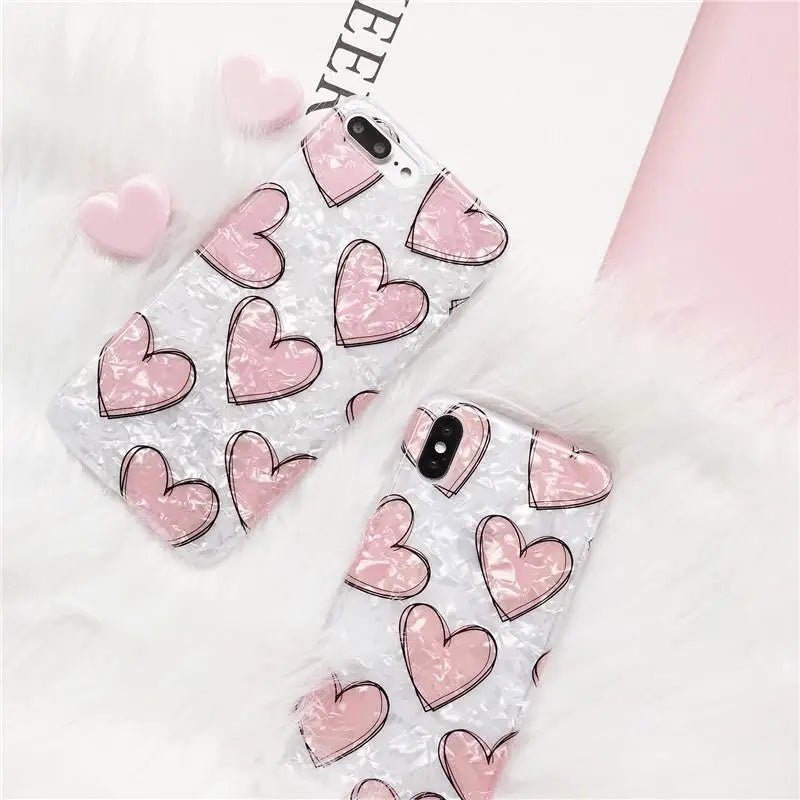 Shimmering Pink and White Heart iPhone Case Available - Cosparty