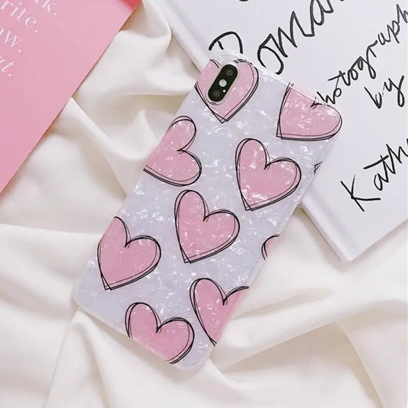 Shimmering Pink and White Heart iPhone Case Available - Cosparty